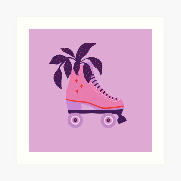 Roller skating pink plant Art Print