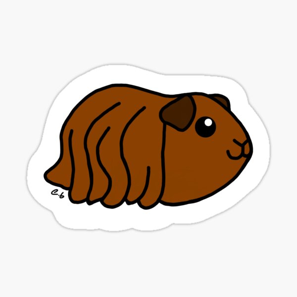 Long Brown Hair Guinea Pig By EditsByEmma Sticker