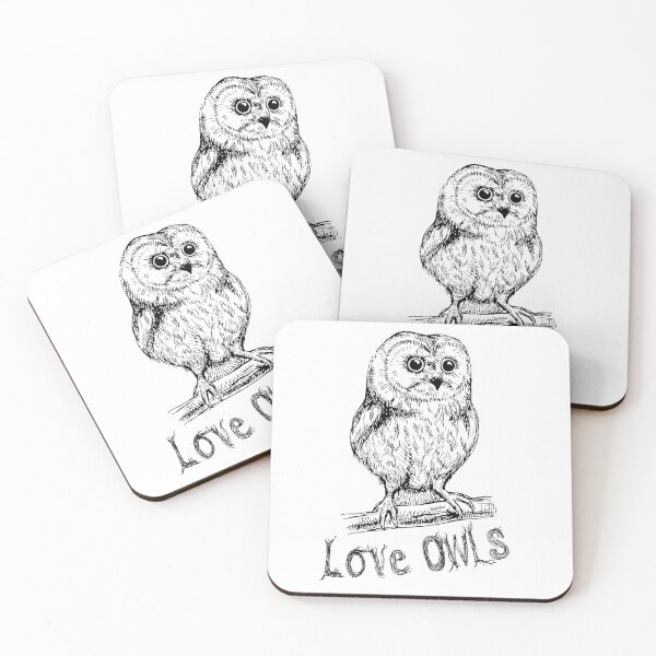 Item preview, Love Owls Adorable Black Barn Owl Drawing - Night Owl Lovers Cute Gift designed and sold by FunnySunny T-Shirts.