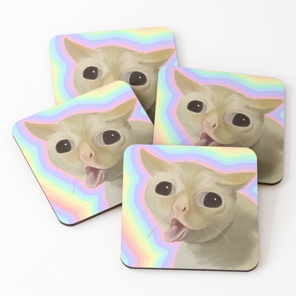 Cat Meme Coaster Funny Striped Cat Coaster Surprised Kitty 