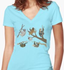 Know Your Sloths Women's Fitted V-Neck T-Shirt
