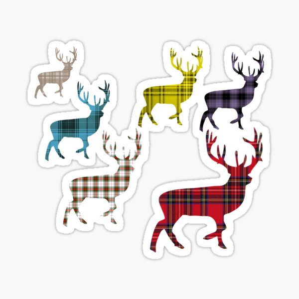 Tartan Stag Plaid Pattern Scotland Sticker