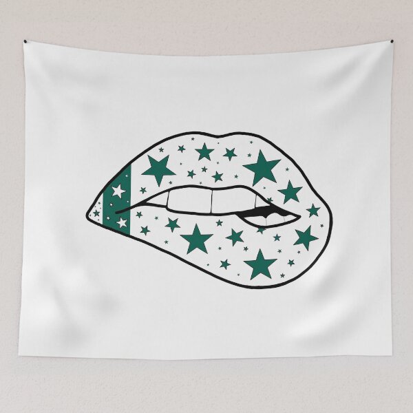 Item preview, white and green star lips designed and sold by livi-maree.