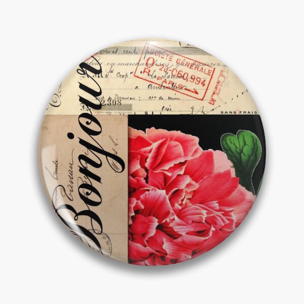 Item preview, French Peony Bonjour Vintage Collage designed and sold by 13Moons.