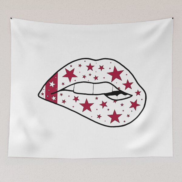 Item preview, white and red star lips designed and sold by livi-maree.