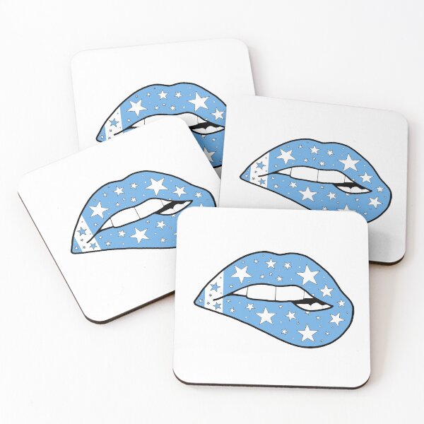 Item preview, light blue and white star lips designed and sold by livi-maree.
