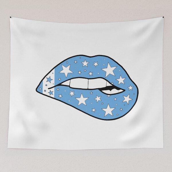 Item preview, light blue and white star lips designed and sold by livi-maree.
