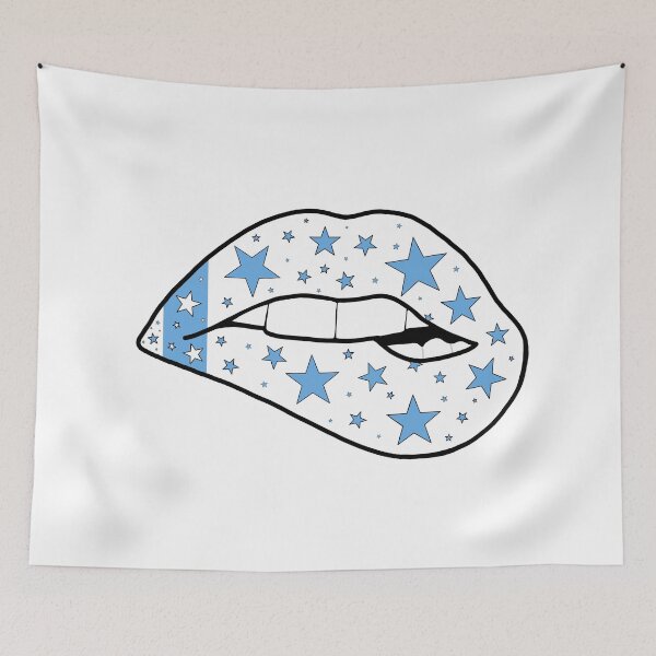 Item preview, white and light blue star lips designed and sold by livi-maree.