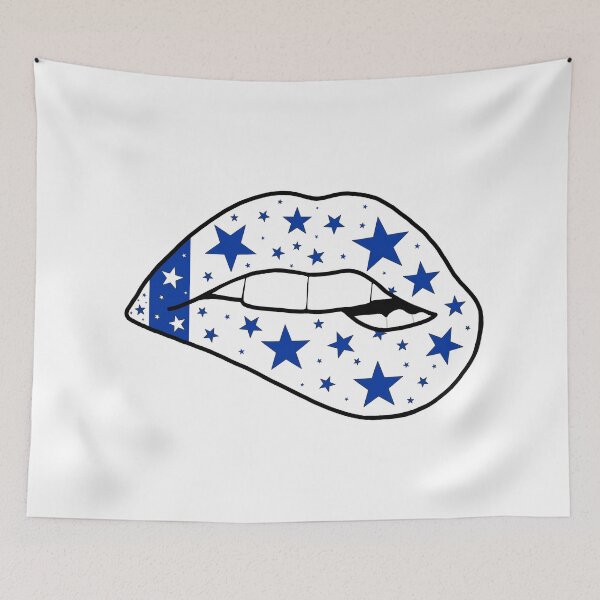 Item preview, white and blue star lips designed and sold by livi-maree.