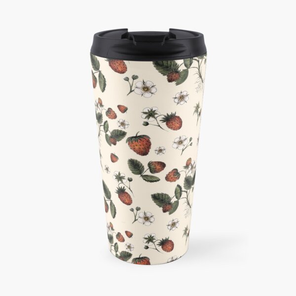 Strawberry Pattern - Cream Travel Mug