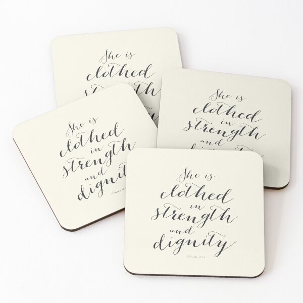 Item preview, She is Clothed in Strength and Dignity Typography Art in eggshell white designed and sold by Kristen Glanzmann.