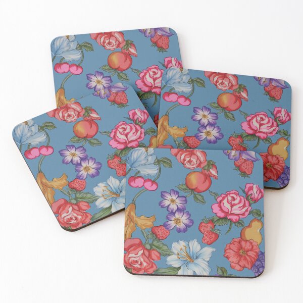 Item preview, Fruit and Flowers on a Blue Ground designed and sold by Leslie Rogers Todder.