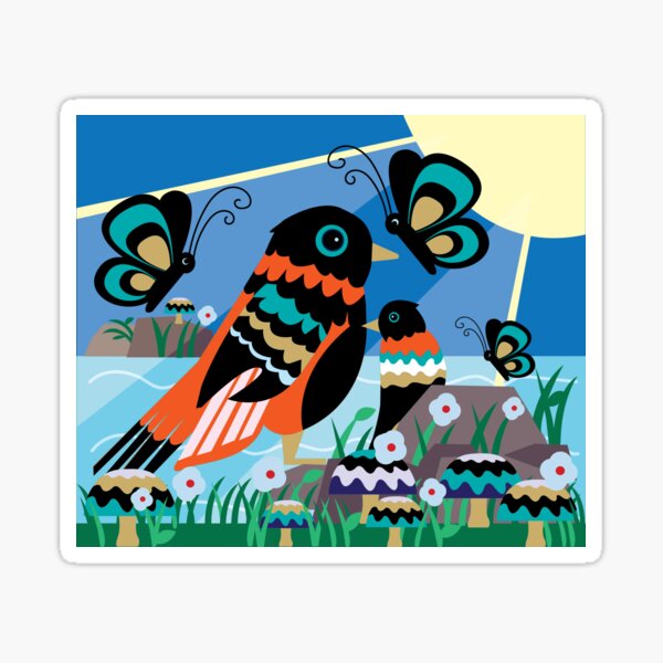 Sparrows and Butterflies Sticker