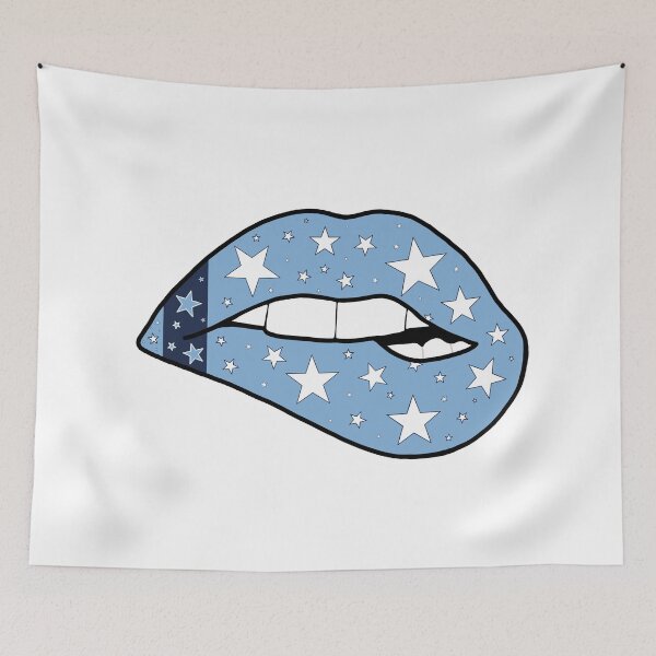 Item preview, light blue, navy, and white star lips designed and sold by livi-maree.