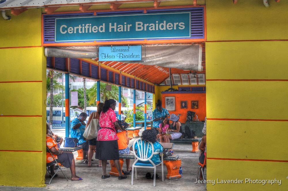 "Certified Hair Braiders at Festival Place in Nassau, The Bahamas" by