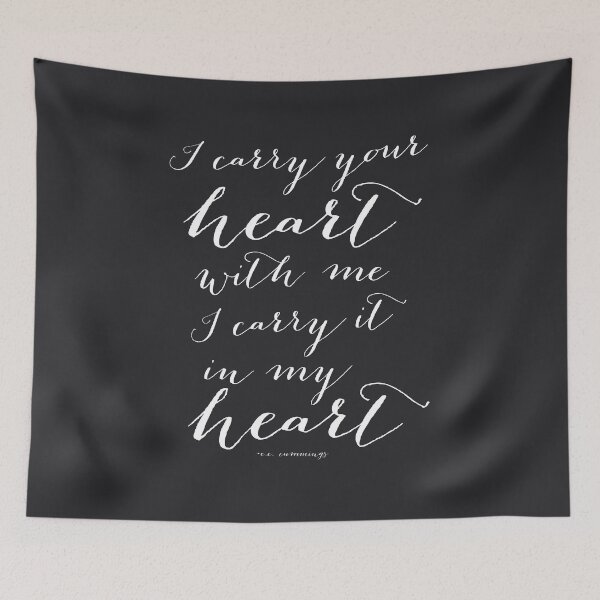 Item preview, I Carry Your Heart with Me, I Carry It in my Heart EE Cummings Quote in black and white designed and sold by Kristen Glanzmann.