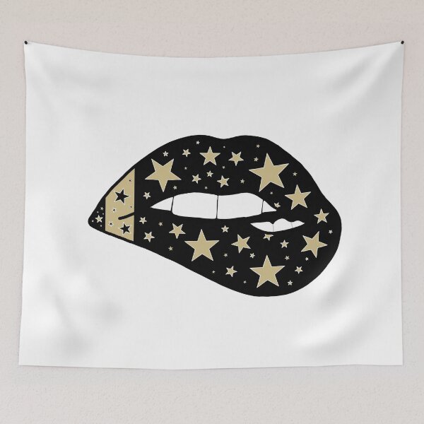 Item preview, black and light gold star lips designed and sold by livi-maree.