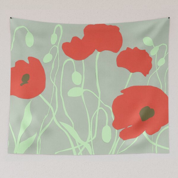 Item preview, Red meadow flower, botanical poster, poppies art, herbs illustration, above bed decor, red poppies art,  print, wall art, painting, botanical watercolor  designed and sold by GalleryArtField.
