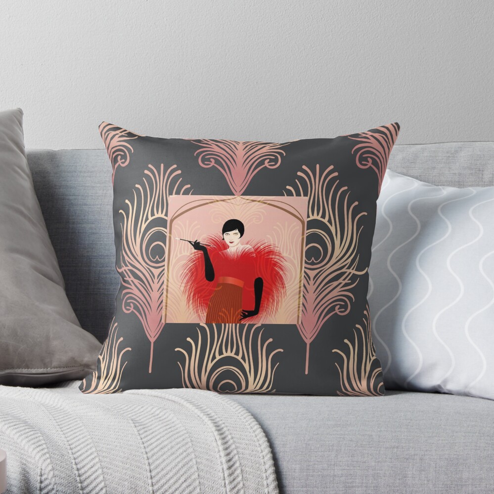 The Shady Lady in Red Throw Pillow