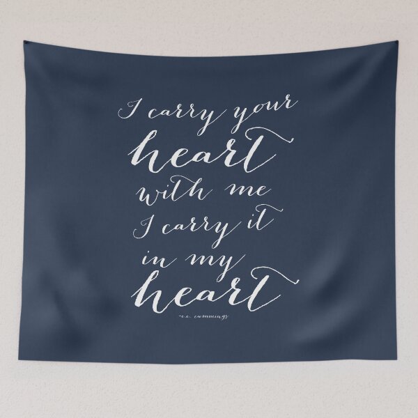 Item preview, I Carry Your Heart with Me, I Carry It in my Heart EE Cummings Quote in navy blue designed and sold by Kristen Glanzmann.