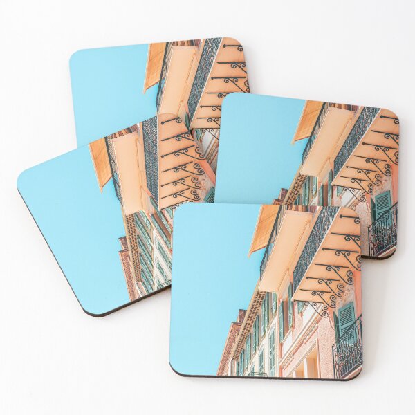 Item preview, Cannes City Architecture, Summer Travel Retro Print, Historic Houses Downtown Old City Center Of Cannes, French Riviera, Pink Houses Facade designed and sold by radub85.