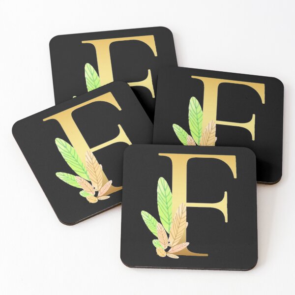 Item preview, Floral Gold Monogram F - Letter Art Black designed and sold by MysticMagpie.