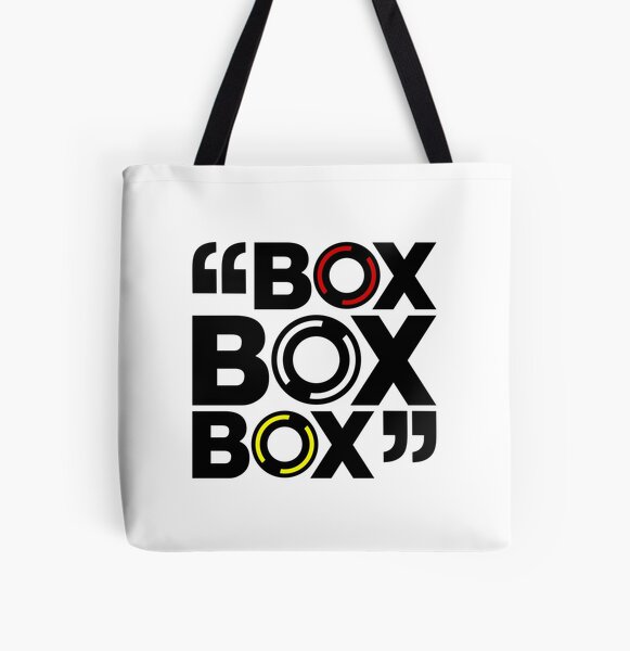 beau et 100% conçu sur mesure Box Box Box Formule 1 pitstop design. Cette conception représente les trois composés de pneus (durs Tote bag doublé