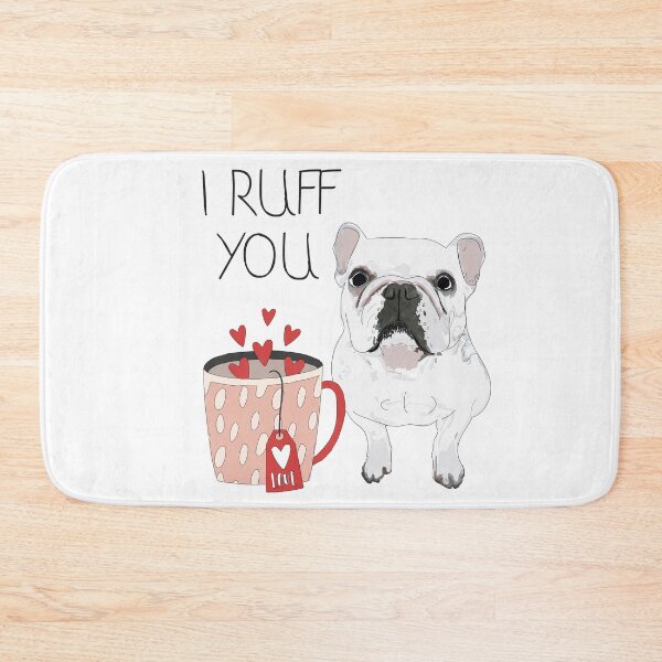 Item preview, I ruff you. White French Bulldog Love (red heart)  designed and sold by sketchandpaws.