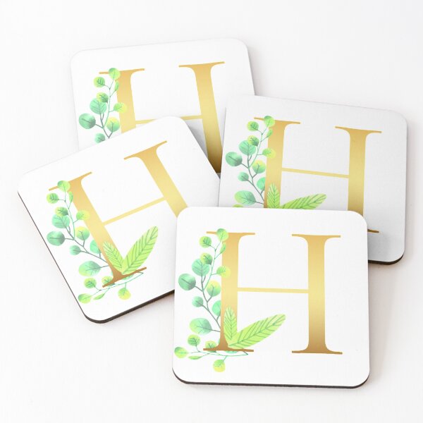 Item preview, Floral Gold Monogram H - Letter Art designed and sold by MysticMagpie.