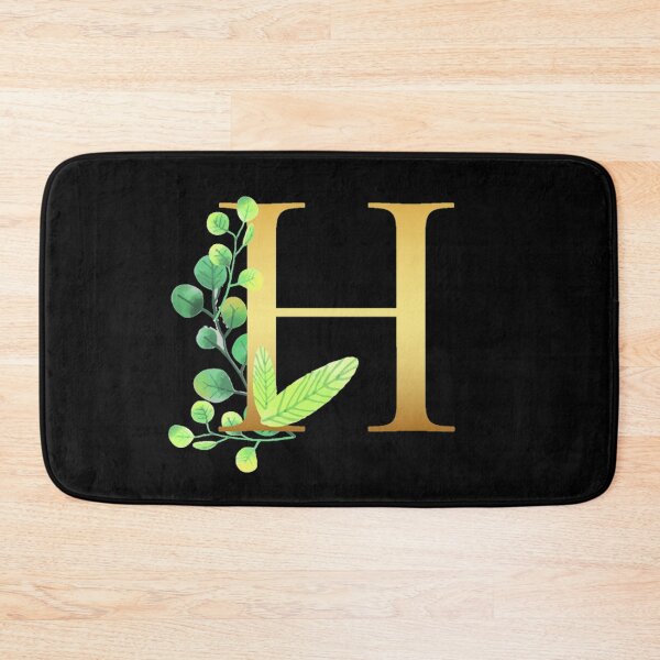 Item preview, Floral Gold Monogram H - Letter Art Black designed and sold by MysticMagpie.
