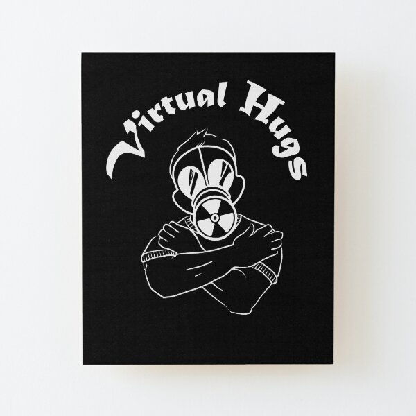Gas Mask Guy Virtual Hug White Wood Mounted Print