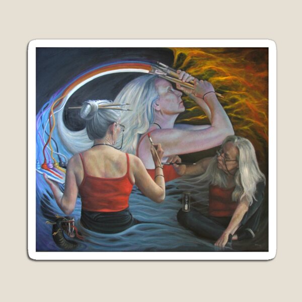 The Artist - small print - original work - oil on canvas by Avril Thomas Magnet