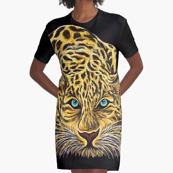 Leopard - Shee Endangered Retro Animals Graphic T-Shirt Dress