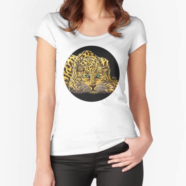 Leopard - Shee Endangered Retro Animals Fitted Scoop T-Shirt