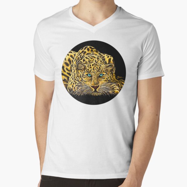 Leopard - Shee Endangered Retro Animals V-Neck T-Shirt