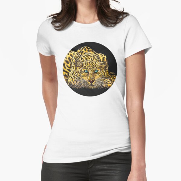 Leopard - Shee Endangered Retro Animals Fitted T-Shirt