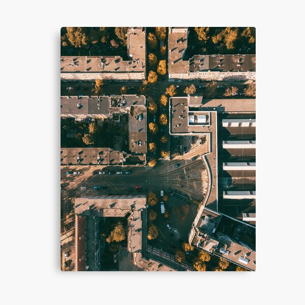 Amsterdam tram depot top down view Canvas Print