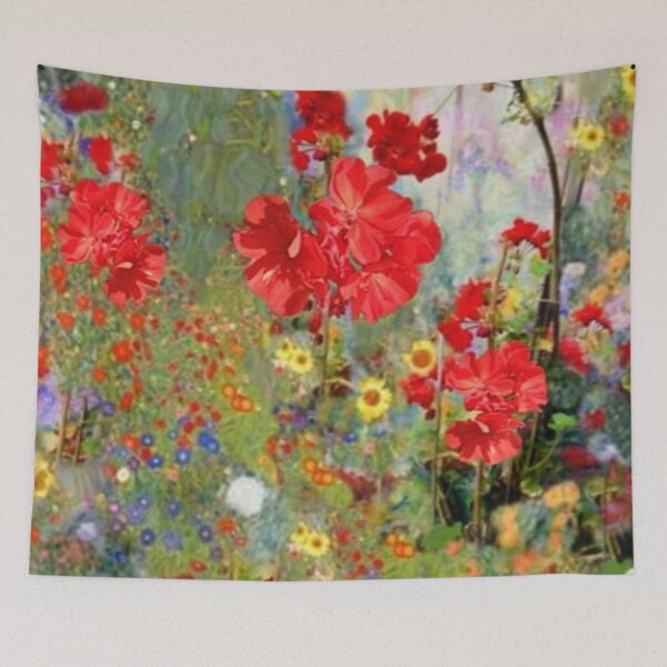Item preview, GARDEN ART PAINTING RED GERANIUMS designed and sold by sharlesart.