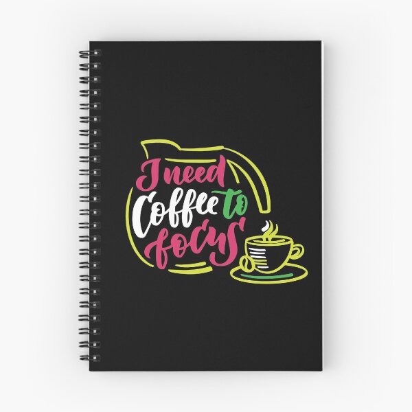 Item preview, I need coffee to focus, coffee slogan, coffee pot and coffee cup on black background designed and sold by coffeeapparel.