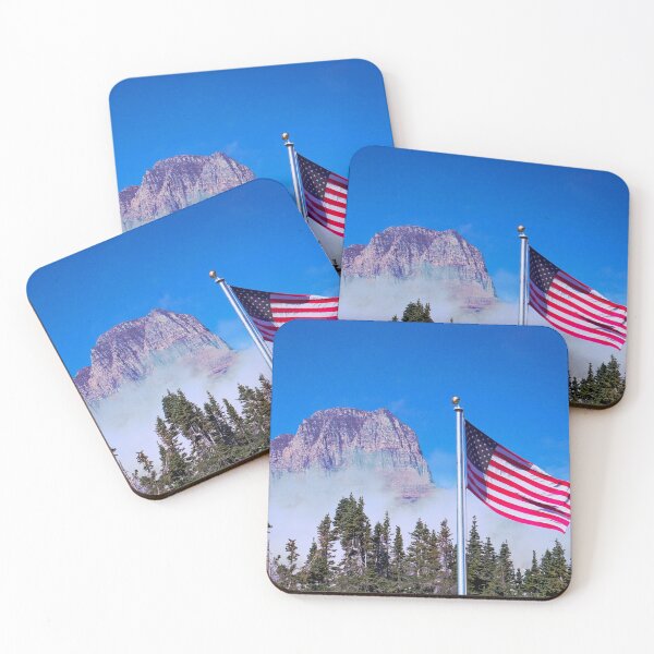 Item preview, American Flag Flies at Glacier National Park USA - USA Flag  designed and sold by LCAppling.