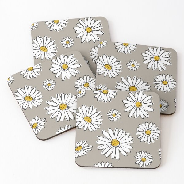 Daisies on Gray Coasters (Set of 4)