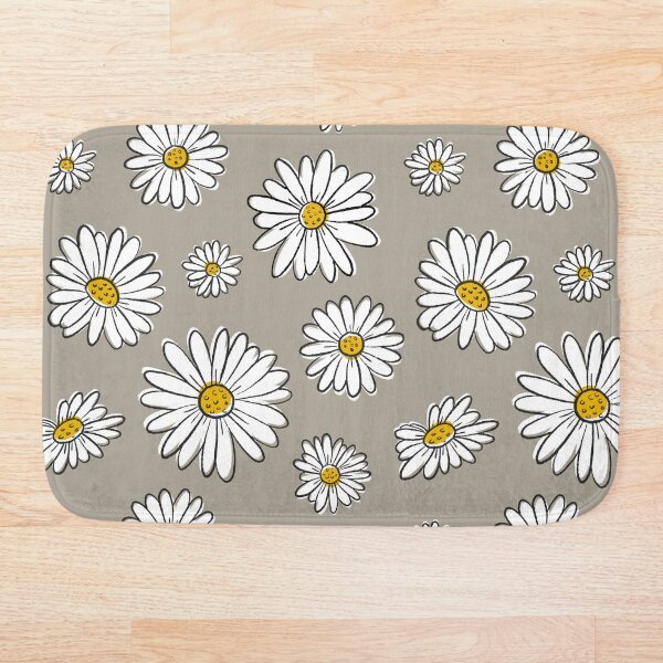 Daisies on Gray Bath Mat