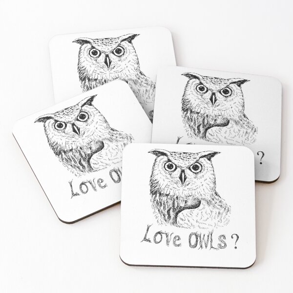 Item preview, Cute Owl Print Wise Night Bird Great Horned Owl Pen Drawing designed and sold by FunnySunny T-Shirts.