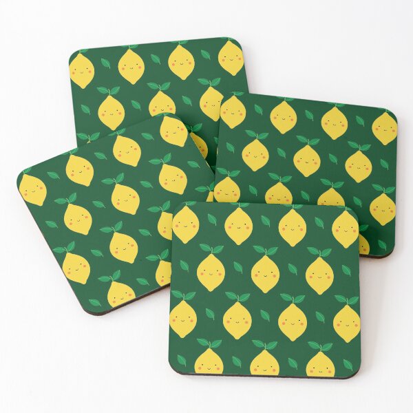 Item preview, Cute Kawaii Lemon Pattern (green) designed and sold by Design Minds Boutique.