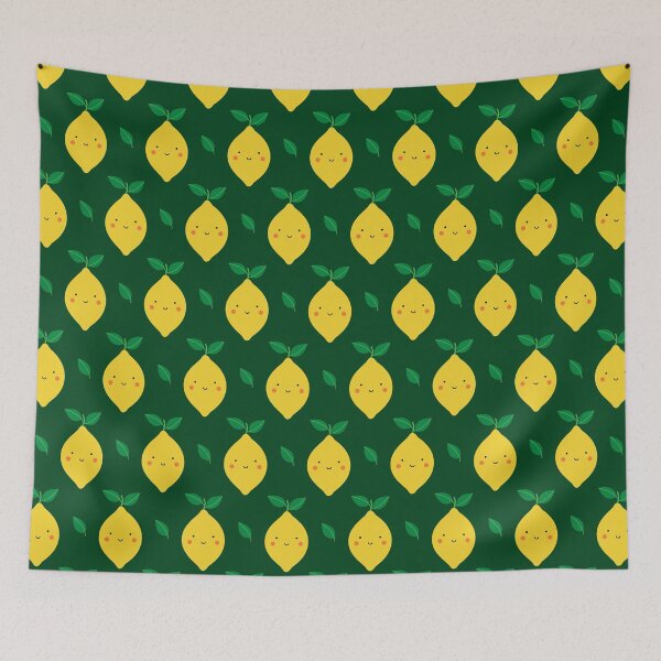Item preview, Cute Kawaii Lemon Pattern (green) designed and sold by Design Minds Boutique.