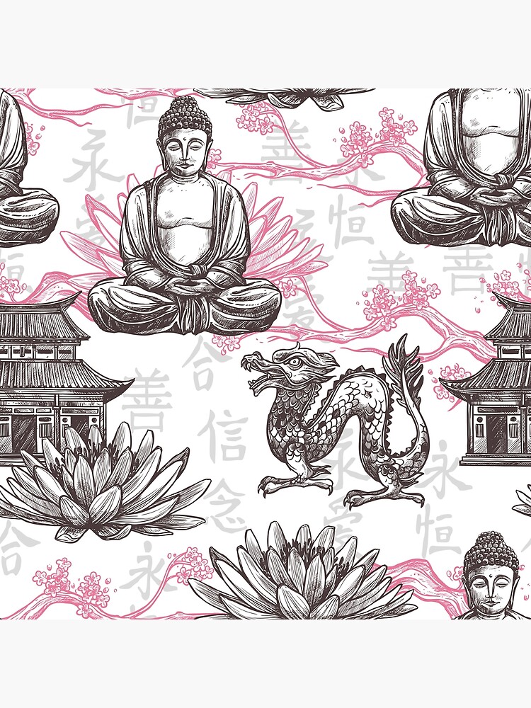 "Buddha Pattern, Eastern Lotus Flower, Buddhism, Buddha