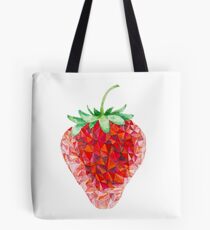 Low Poly Watercolor Strawberry Tote Bag