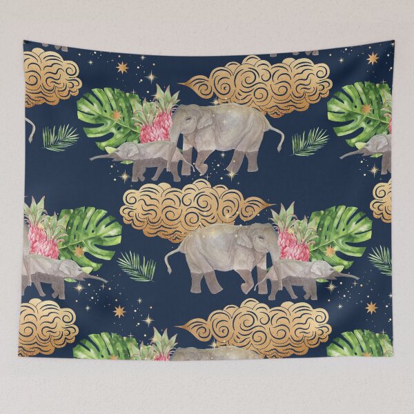 Item preview, Elephants Mom and Baby in the Jungle - River Blue designed and sold by Breece.