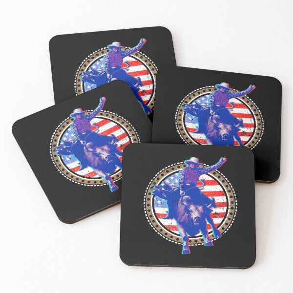Item preview, Patriotic Bull Rider American Flag designed and sold by Gold Wings Tees.