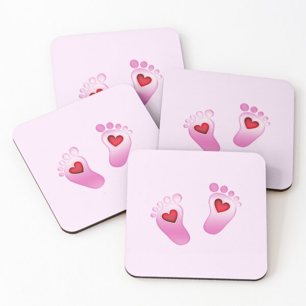 Item preview, Baby, girl, footprint, feet, foot, heart, pink designed and sold by boom-art.
